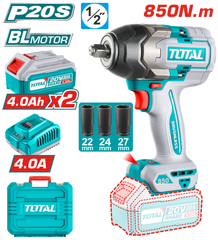 PISTOLA IMPACTO INALAMBRICA 1/2" 20V 850 NM INCLUYE 2 BATERIAS 1 CARGADOR INDUSTRIAL SUPER TOTAL (UTIWLI2085)